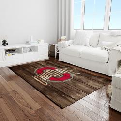 NCAA Ohio State Buckeyes College Sport Basketball And Foolball Team Logo Rectangle Area Rug OSB53