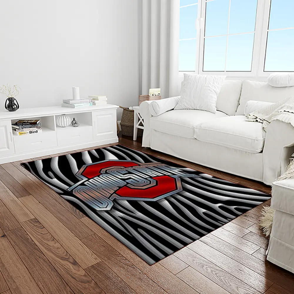 NCAA Ohio State Buckeyes College Sport Basketball And Foolball Team Logo Rectangle Area Rug OSB55