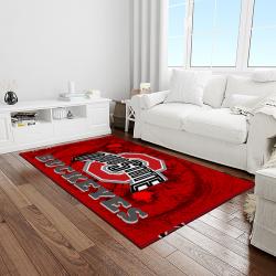 NCAA Ohio State Buckeyes College Sport Basketball And Foolball Team Logo Rectangle Area Rug OSB61