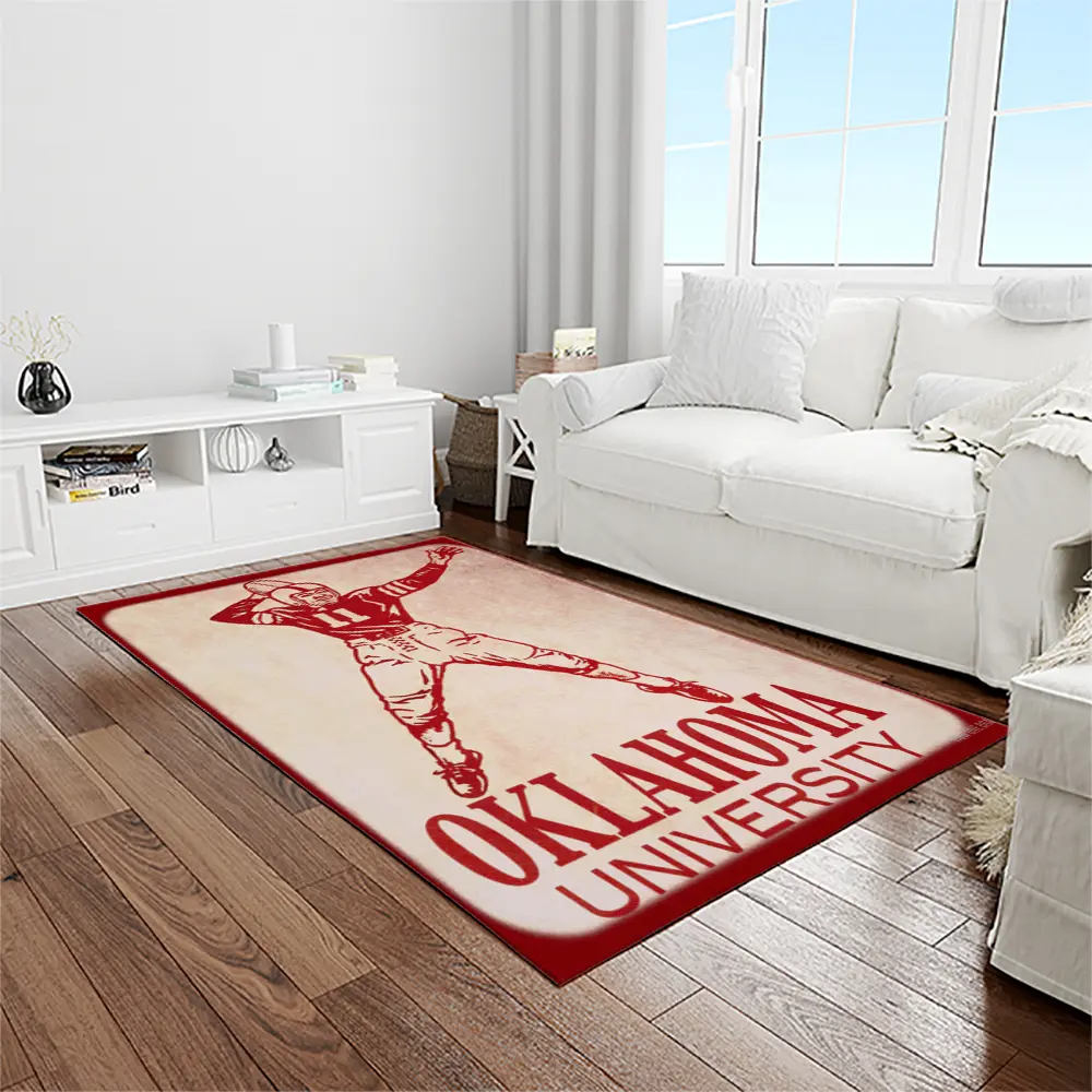 NCAA Oklahoma Sooners Sport Basketball And Foolball Team Logo Rectangle Area Rug OS06