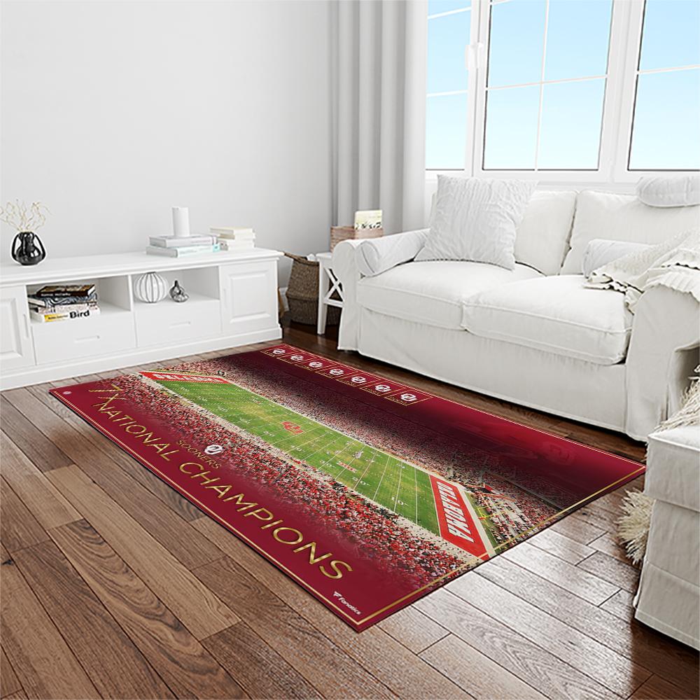 NCAA Oklahoma Sooners Sport Basketball And Foolball Team Logo Rectangle Area Rug OS17