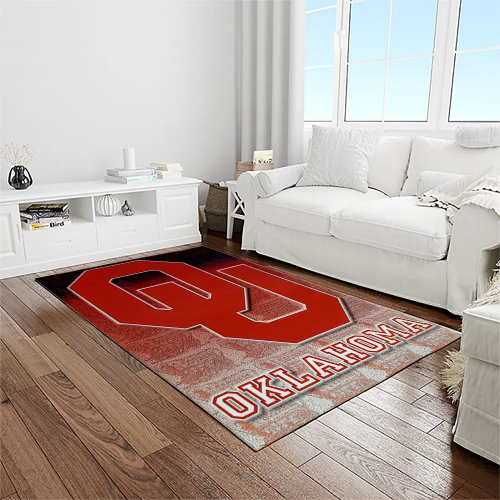 NCAA Oklahoma Sooners Sport Basketball And Foolball Team Logo Rectangle Area Rug OS19