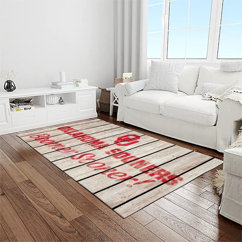 NCAA Oklahoma Sooners Sport Basketball And Foolball Team Logo Rectangle Area Rug OS39