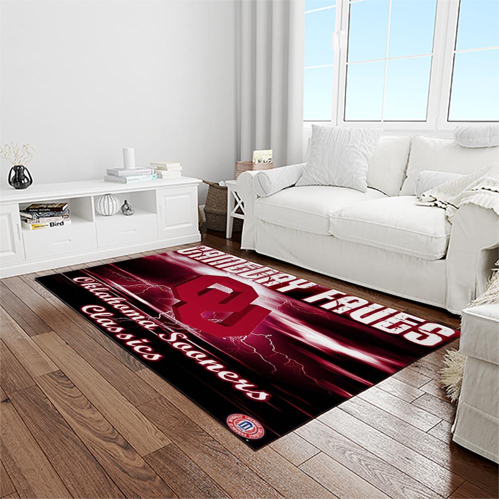 NCAA Oklahoma Sooners Sport Basketball And Foolball Team Logo Rectangle Area Rug OS43