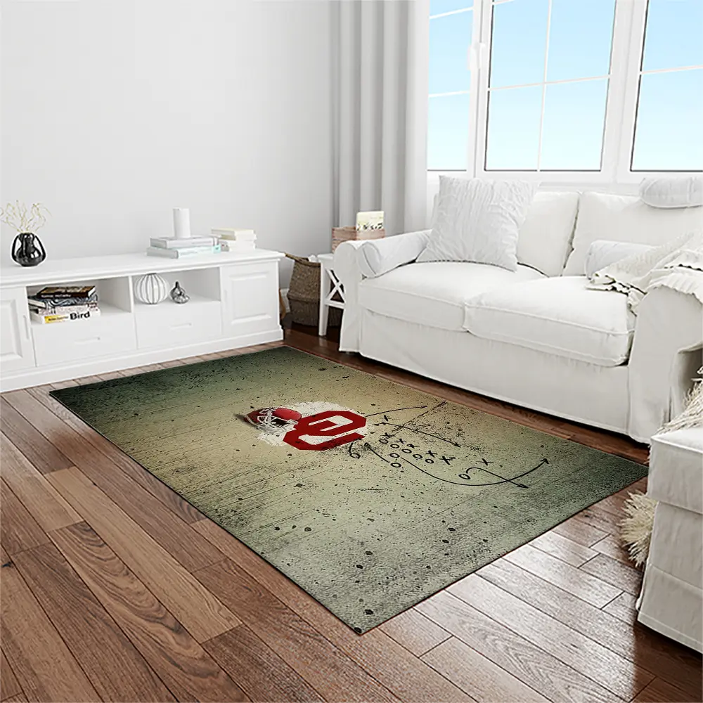 NCAA Oklahoma Sooners Sport Basketball And Foolball Team Logo Rectangle Area Rug OS71