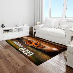 NCAA Oklahoma State Cowboys Sport Basketball And Foolball Team Logo Rectangle Area Rug OSC05