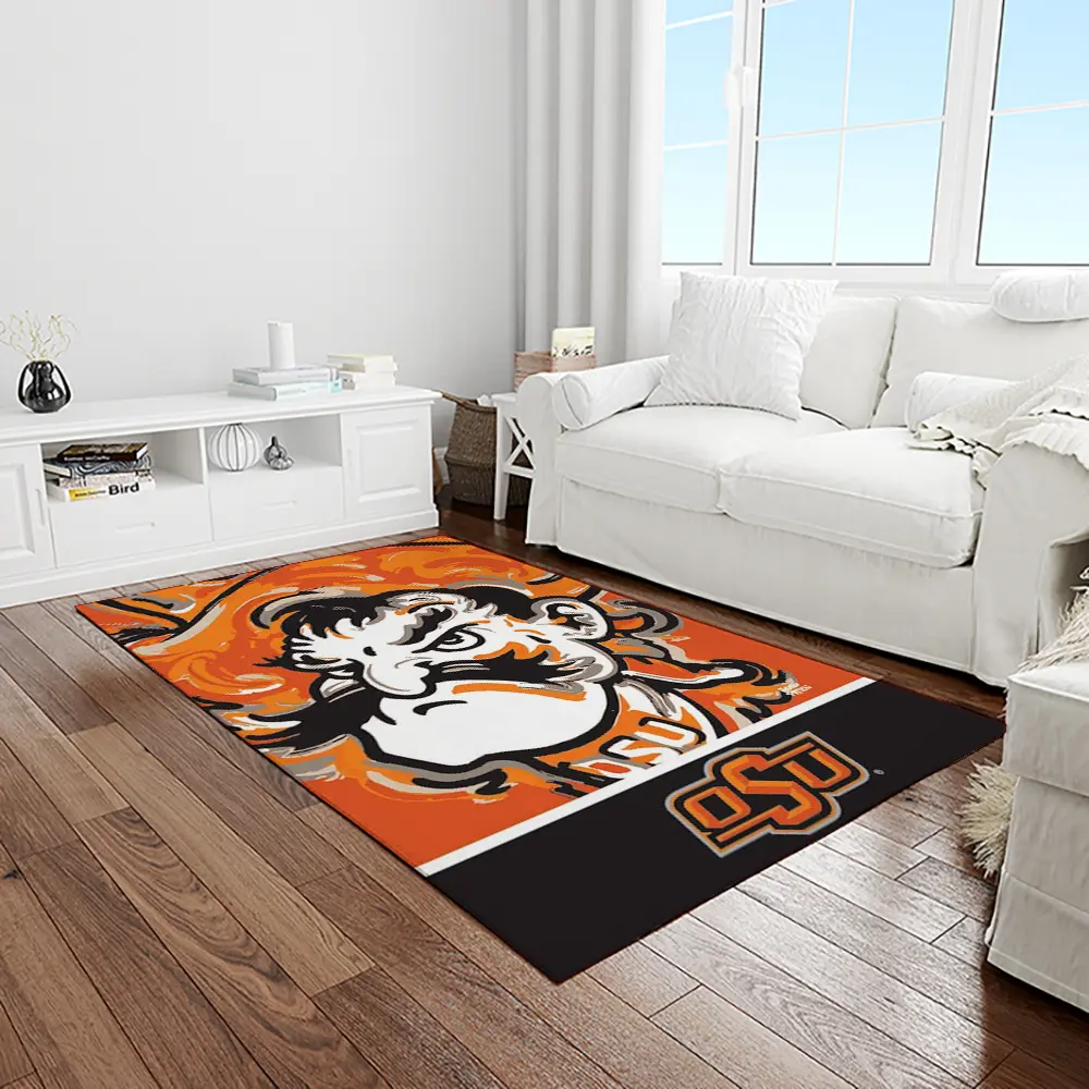 NCAA Oklahoma State Cowboys Sport Basketball And Foolball Team Logo Rectangle Area Rug OSC07