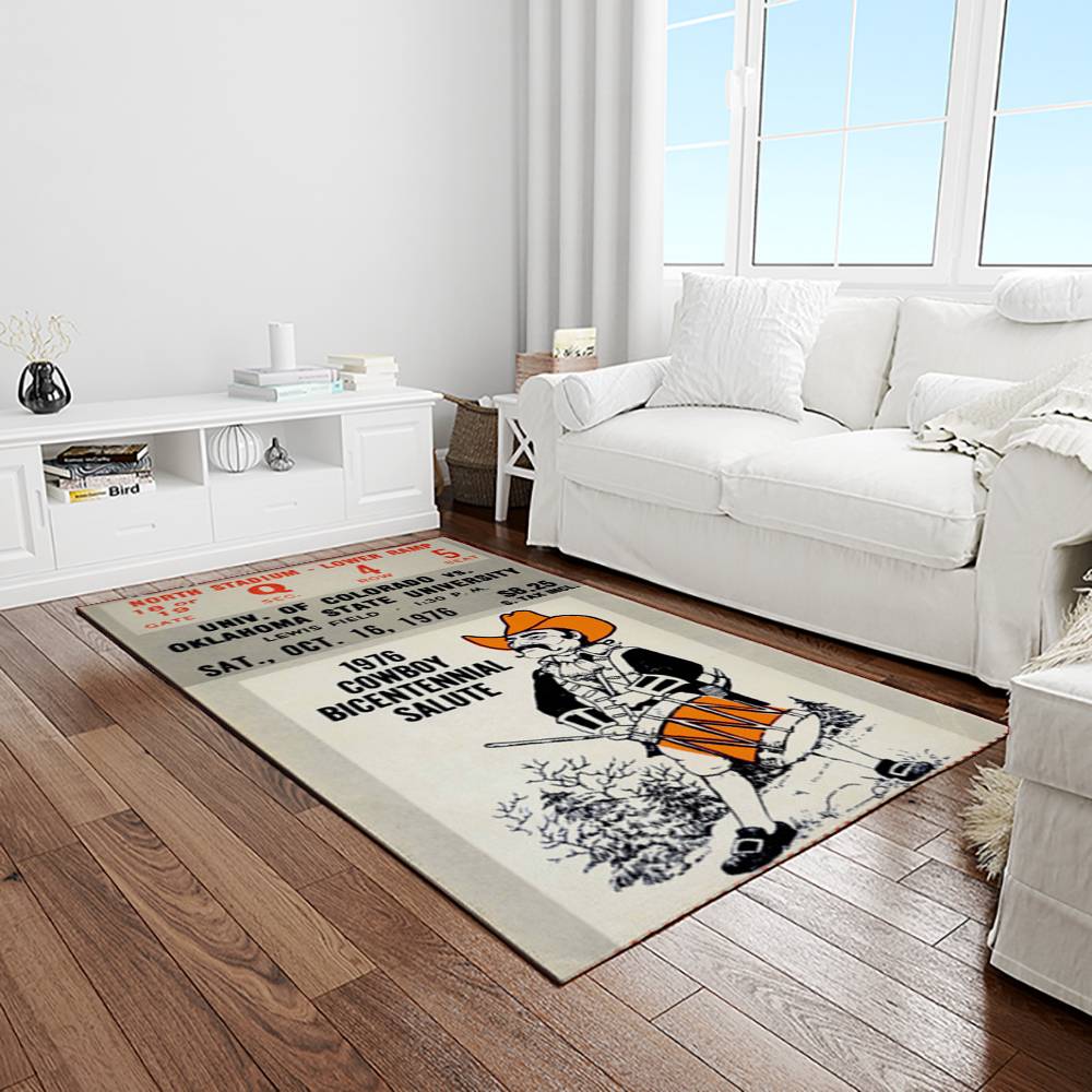 NCAA Oklahoma State Cowboys Sport Basketball And Foolball Team Logo Rectangle Area Rug OSC08