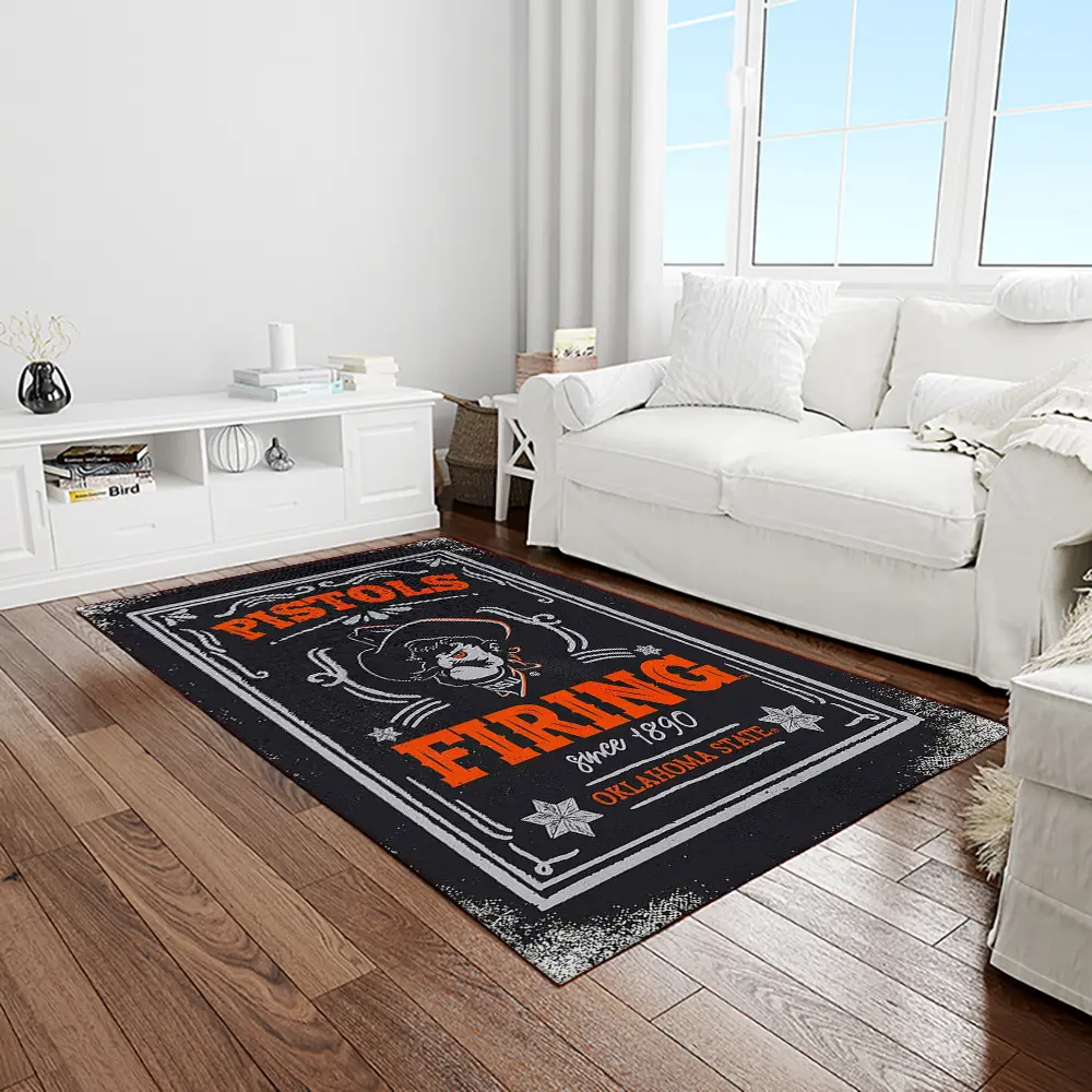 NCAA Oklahoma State Cowboys Sport Basketball And Foolball Team Logo Rectangle Area Rug OSC09