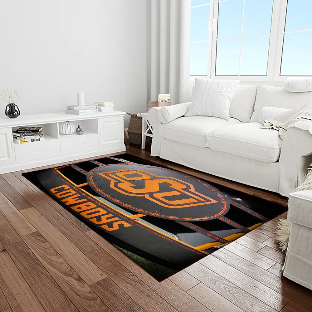 NCAA Oklahoma State Cowboys Sport Basketball And Foolball Team Logo Rectangle Area Rug OSC33