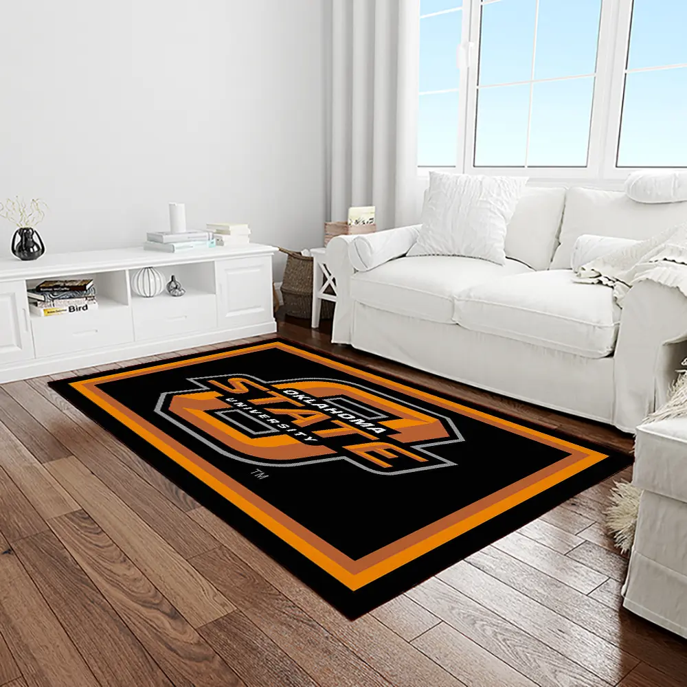 NCAA Oklahoma State Cowboys Sport Basketball And Foolball Team Logo Rectangle Area Rug OSC36