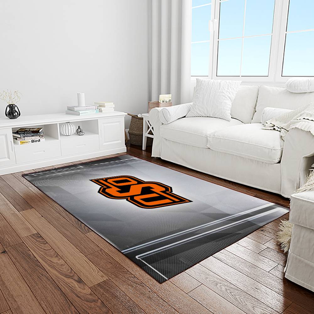 NCAA Oklahoma State Cowboys Sport Basketball And Foolball Team Logo Rectangle Area Rug OSC40