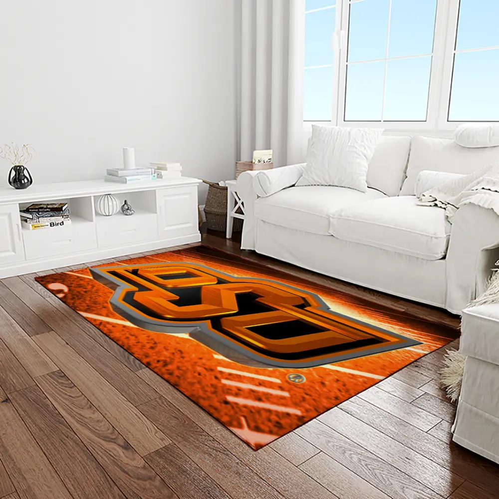 NCAA Oklahoma State Cowboys Sport Basketball And Foolball Team Logo Rectangle Area Rug OSC66