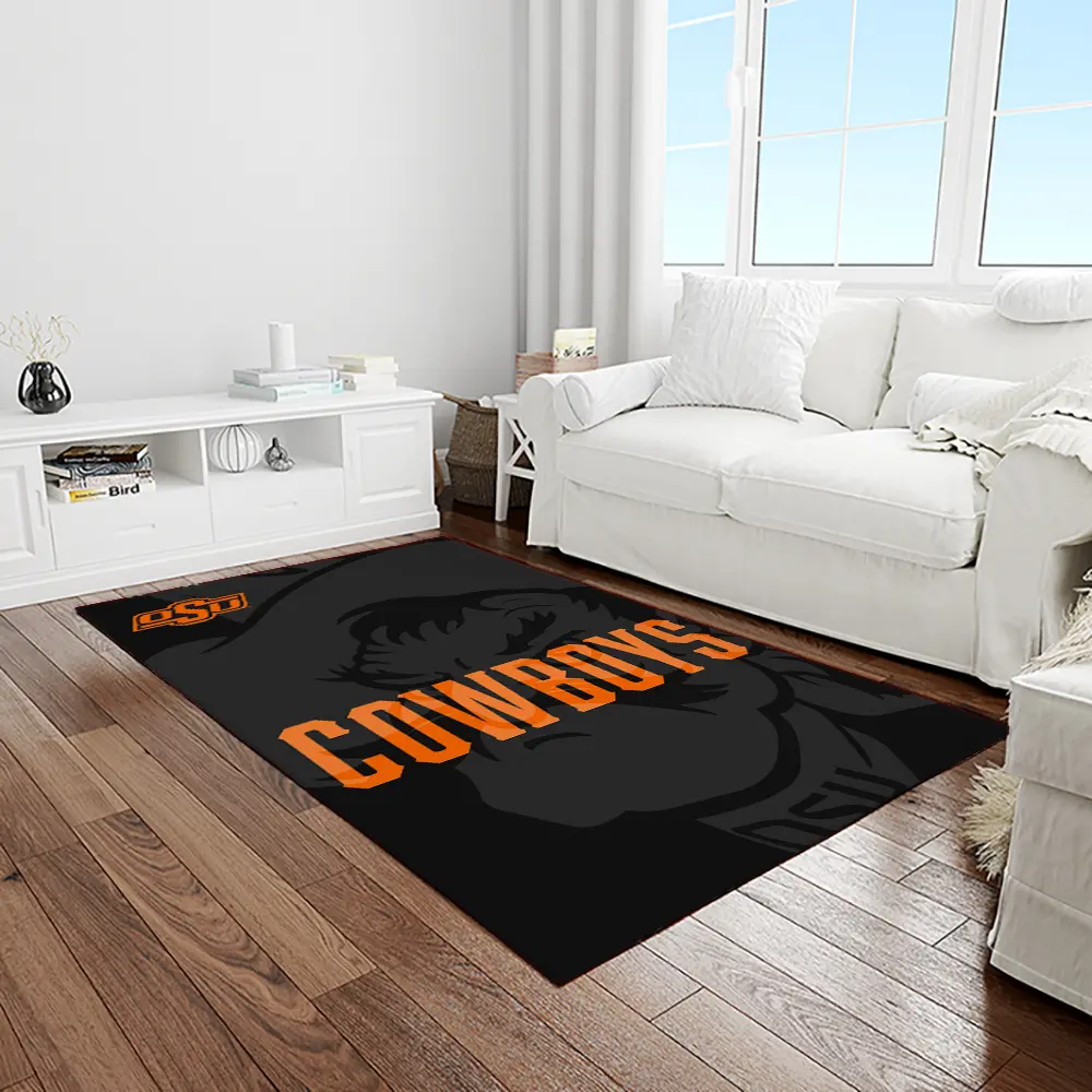 NCAA Oklahoma State Cowboys Sport Basketball And Foolball Team Logo Rectangle Area Rug OSC69