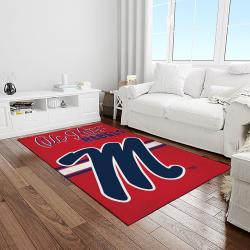 NCAA Ole Miss Rebels Sport Basketball And Foolball Team Logo Rectangle Area Rug OMR14