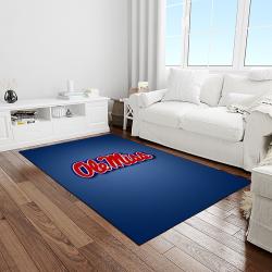 NCAA Ole Miss Rebels Sport Basketball And Foolball Team Logo Rectangle Area Rug OMR17