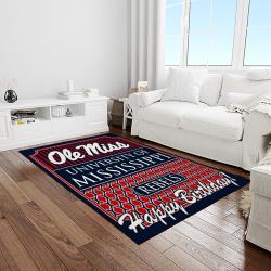 NCAA Ole Miss Rebels Sport Basketball And Foolball Team Logo Rectangle Area Rug OMR19