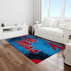 NCAA Ole Miss Rebels Sport Basketball And Foolball Team Logo Rectangle Area Rug OMR26