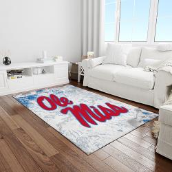NCAA Ole Miss Rebels Sport Basketball And Foolball Team Logo Rectangle Area Rug OMR27