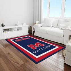 NCAA Ole Miss Rebels Sport Basketball And Foolball Team Logo Rectangle Area Rug OMR33