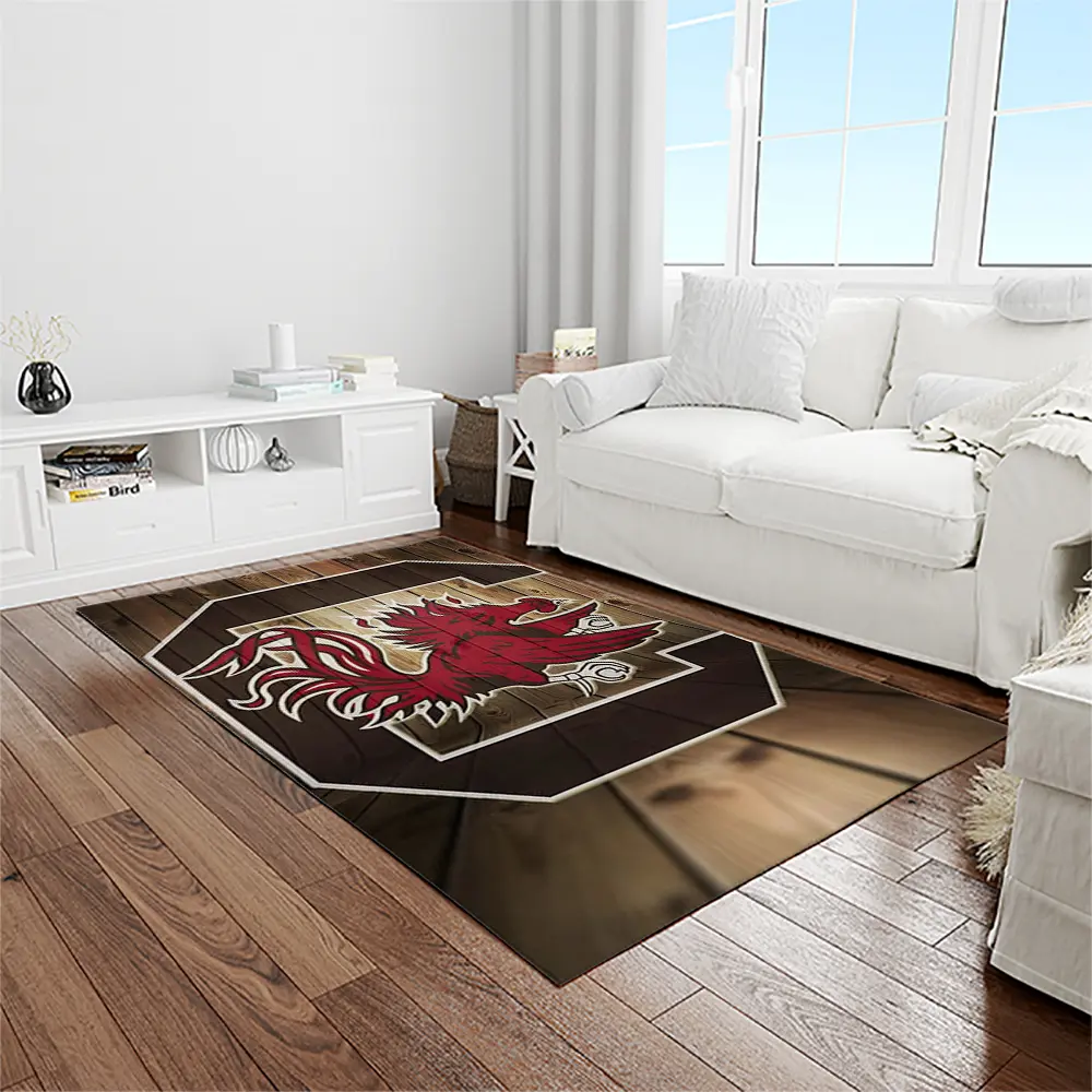 NCAA South Carolina Gamecocks College Sport Basketball And Foolball Team Logo Rectangle Area Rug SCG01
