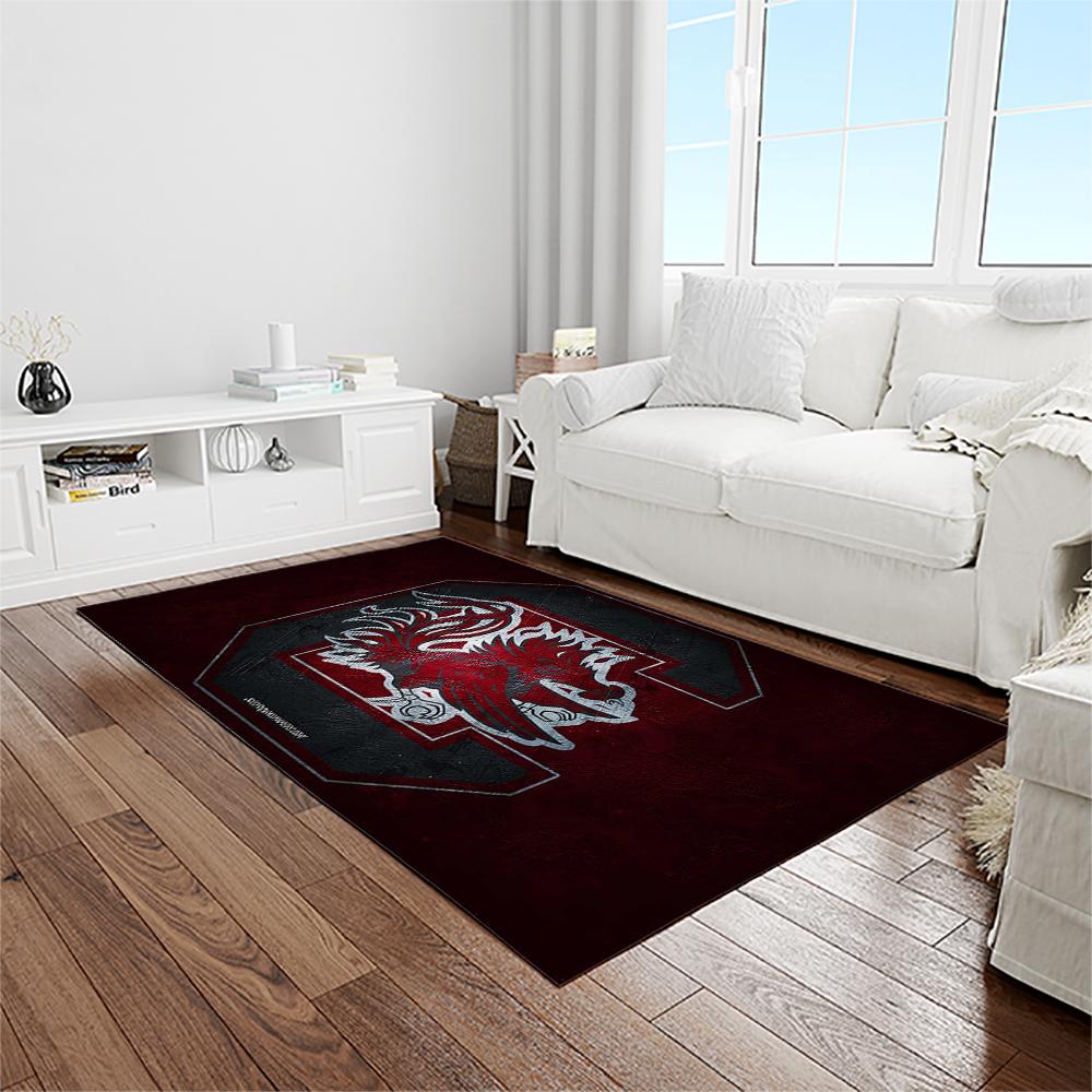NCAA South Carolina Gamecocks College Sport Basketball And Foolball Team Logo Rectangle Area Rug SCG08