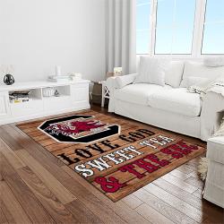 NCAA South Carolina Gamecocks College Sport Basketball And Foolball Team Logo Rectangle Area Rug SCG23