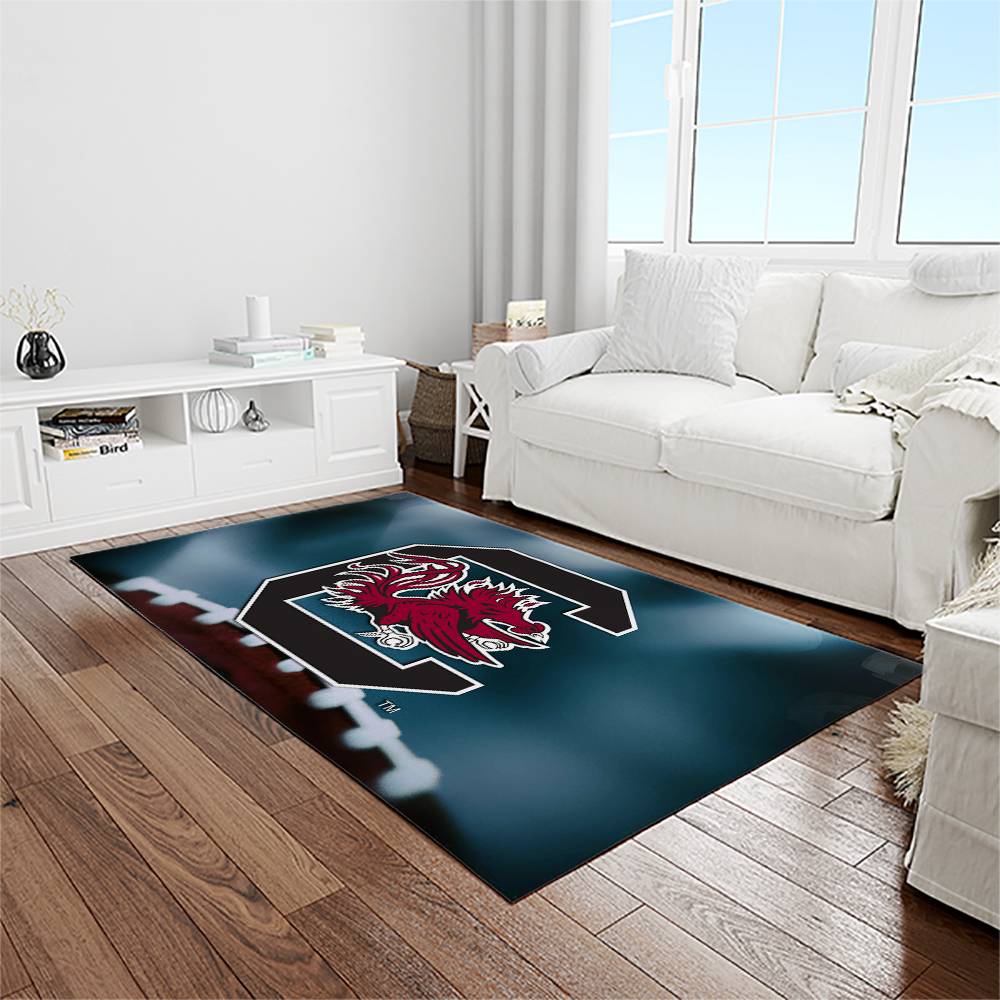 NCAA South Carolina Gamecocks College Sport Basketball And Foolball Team Logo Rectangle Area Rug SCG35