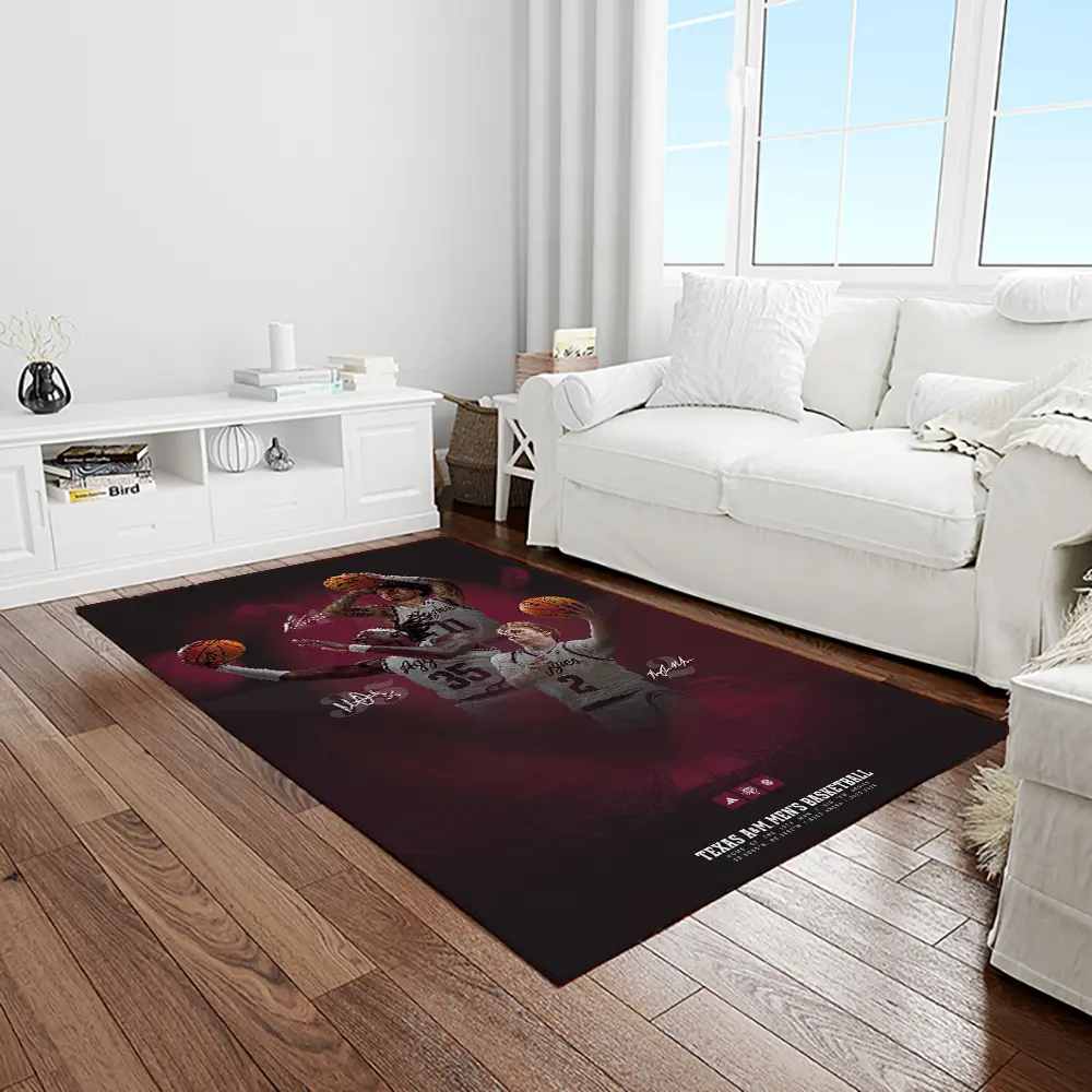 NCAA Texas A&M Aggies College Sport Basketball And Foolball Team Logo Rectangle Area Rug TAMA21