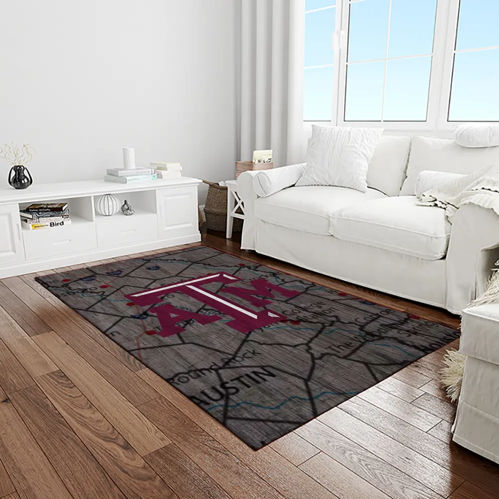 NCAA Texas A&M Aggies College Sport Basketball And Foolball Team Logo Rectangle Area Rug TAMA25