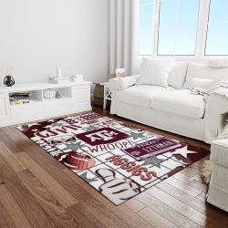 NCAA Texas A&M Aggies College Sport Basketball And Foolball Team Logo Rectangle Area Rug TAMA32