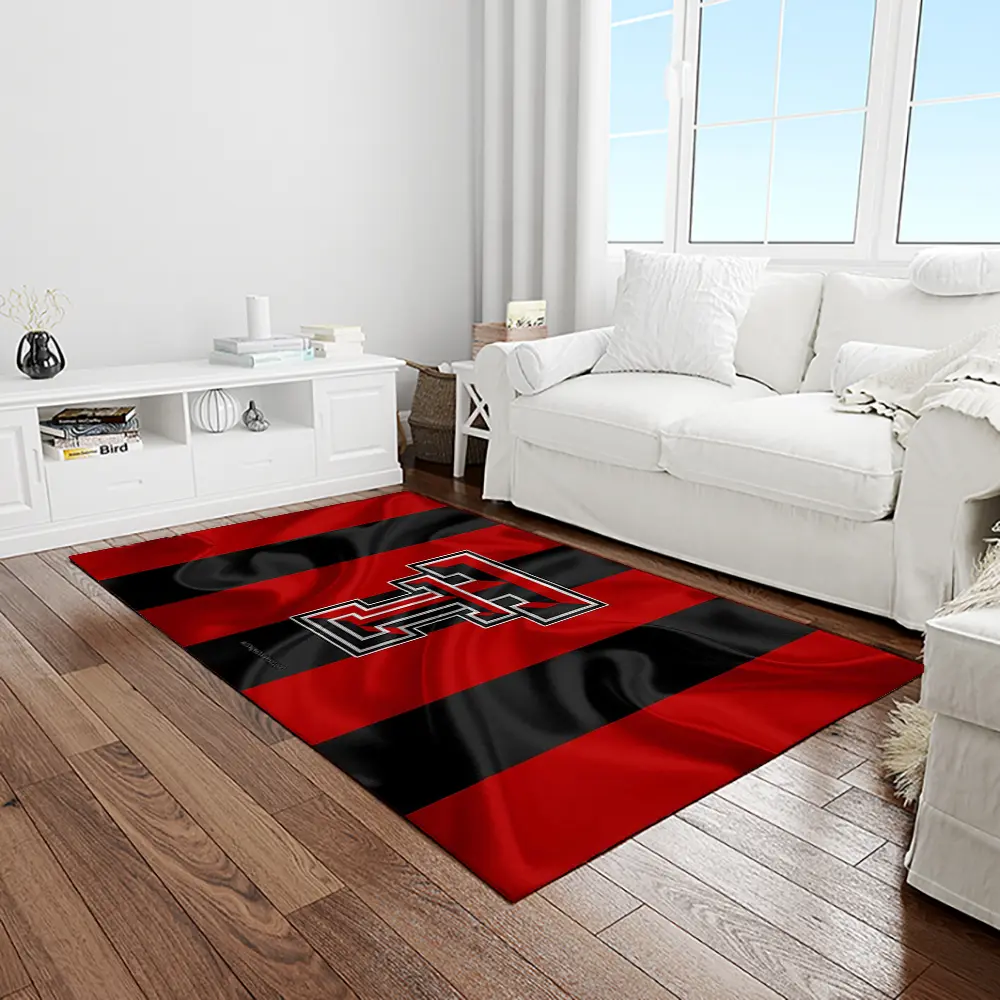 NCAA Texas Tech Red Raiders Sport Basketball And Foolball Team Logo Rectangle Area Rug TTRR09