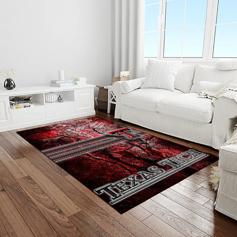 NCAA Texas Tech Red Raiders Sport Basketball And Foolball Team Logo Rectangle Area Rug TTRR11