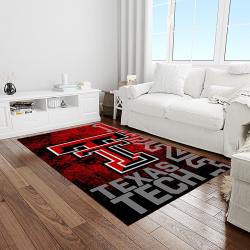 NCAA Texas Tech Red Raiders Sport Basketball And Foolball Team Logo Rectangle Area Rug TTRR12