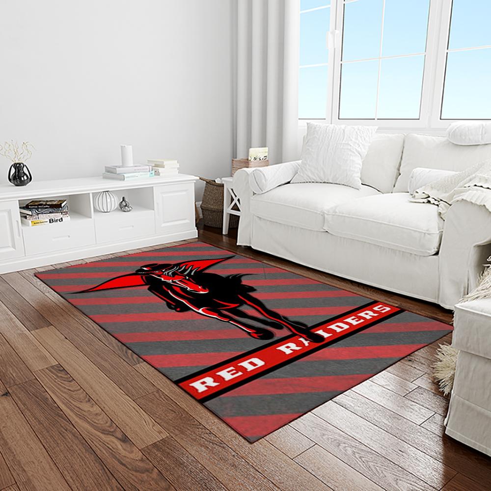 NCAA Texas Tech Red Raiders Sport Basketball And Foolball Team Logo Rectangle Area Rug TTRR14