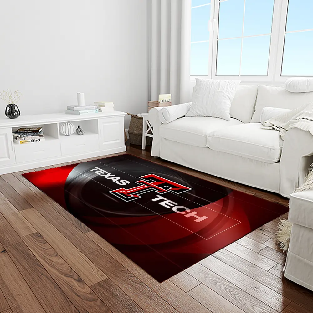 NCAA Texas Tech Red Raiders Sport Basketball And Foolball Team Logo Rectangle Area Rug TTRR23