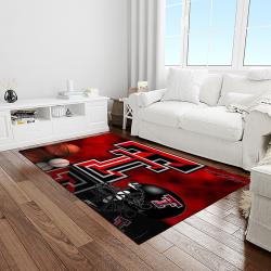 NCAA Texas Tech Red Raiders Sport Basketball And Foolball Team Logo Rectangle Area Rug TTRR24