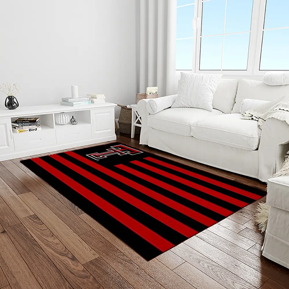 NCAA Texas Tech Red Raiders Sport Basketball And Foolball Team Logo Rectangle Area Rug TTRR25