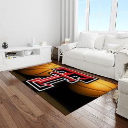 NCAA Texas Tech Red Raiders Sport Basketball And Foolball Team Logo Rectangle Area Rug TTRR36