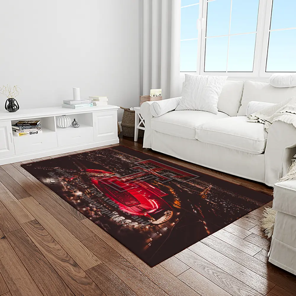 NCAA Texas Tech Red Raiders Sport Basketball And Foolball Team Logo Rectangle Area Rug TTRR37