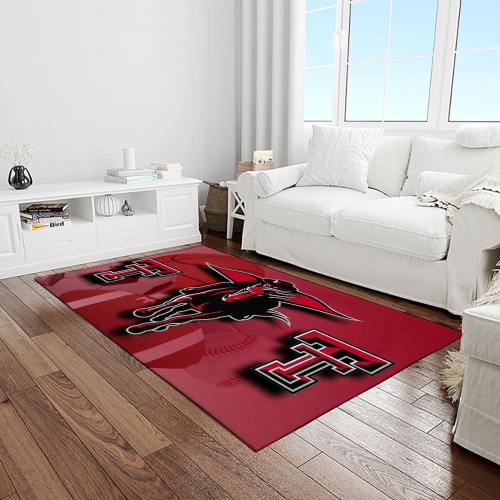 NCAA Texas Tech Red Raiders Sport Basketball And Foolball Team Logo Rectangle Area Rug TTRR38