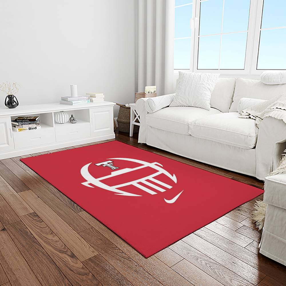 NCAA Texas Tech Red Raiders Sport Basketball And Foolball Team Logo Rectangle Area Rug TTRR39
