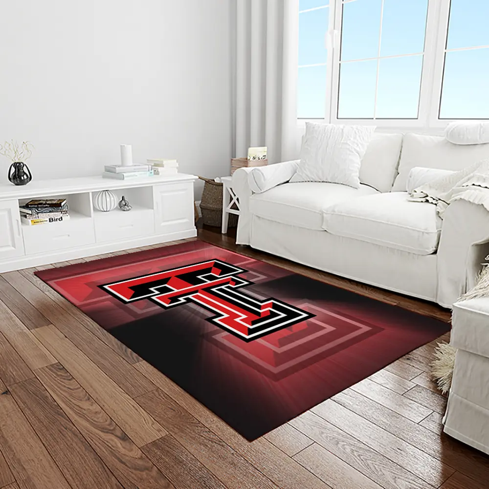 NCAA Texas Tech Red Raiders Sport Basketball And Foolball Team Logo Rectangle Area Rug TTRR43