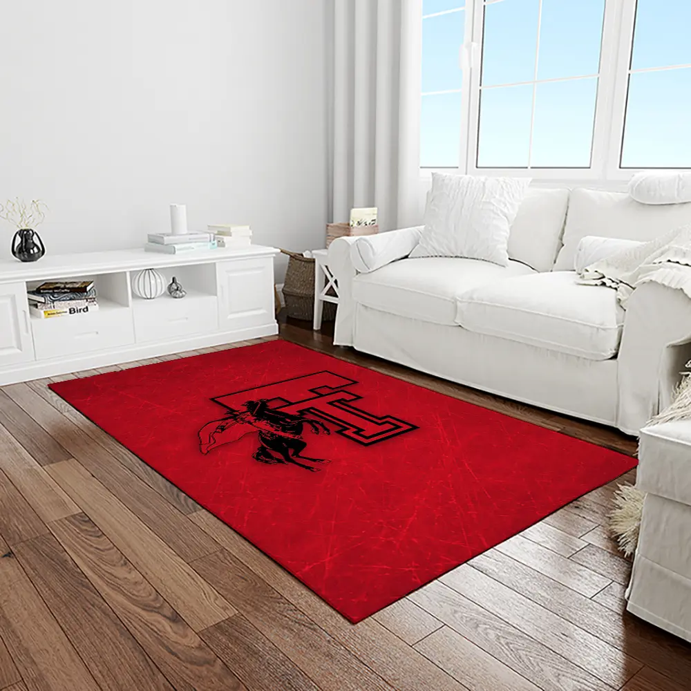 NCAA Texas Tech Red Raiders Sport Basketball And Foolball Team Logo Rectangle Area Rug TTRR44