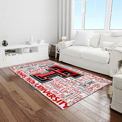 NCAA Texas Tech Red Raiders Sport Basketball And Foolball Team Logo Rectangle Area Rug TTRR48