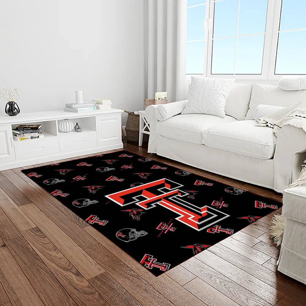 NCAA Texas Tech Red Raiders Sport Basketball And Foolball Team Logo Rectangle Area Rug TTRR52