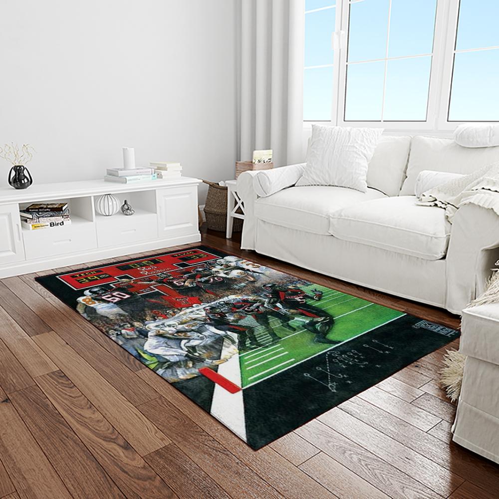 NCAA Texas Tech Red Raiders Sport Basketball And Foolball Team Logo Rectangle Area Rug TTRR62