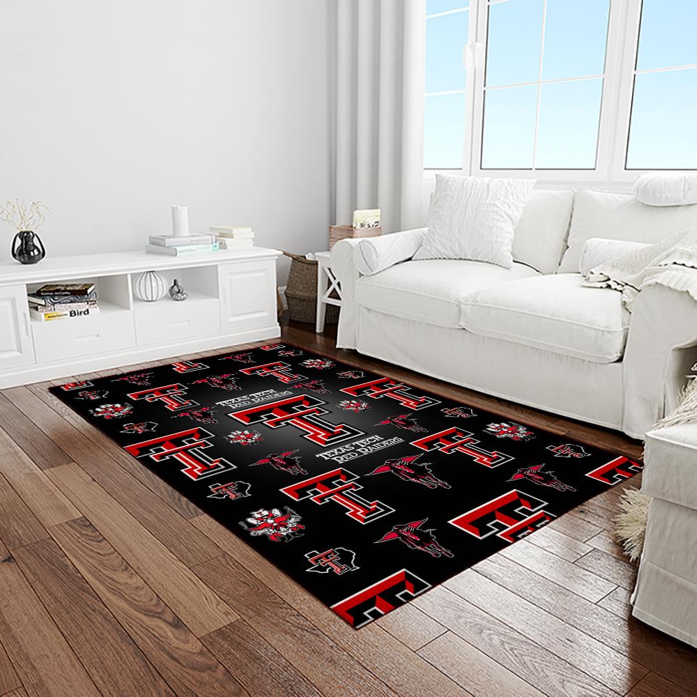 NCAA Texas Tech Red Raiders Sport Basketball And Foolball Team Logo Rectangle Area Rug TTRR66