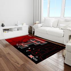 NCAA Texas Tech Red Raiders Sport Basketball And Foolball Team Logo Rectangle Area Rug TTRR68