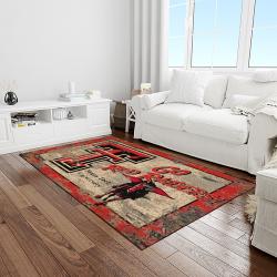 NCAA Texas Tech Red Raiders Sport Basketball And Foolball Team Logo Rectangle Area Rug TTRR82
